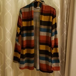 Striped open front cardigan